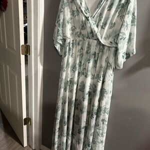 Baltic Born Sage and Cream Floral Wrap Maxi Dress
